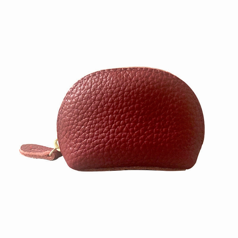 Leather dumpling zipper coin bag