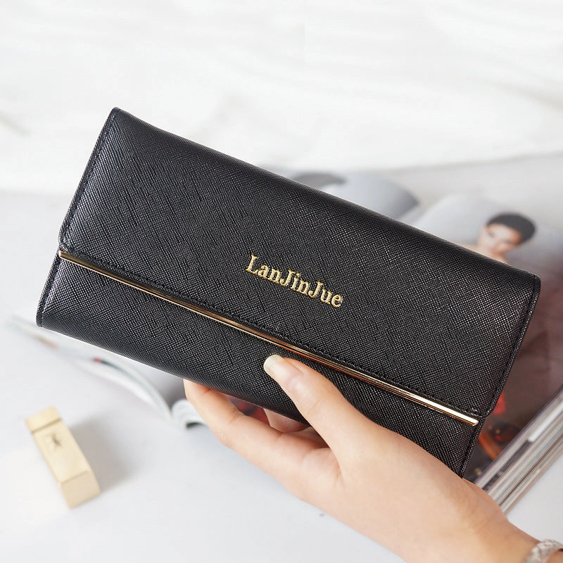 Letter buckle clutch wallet