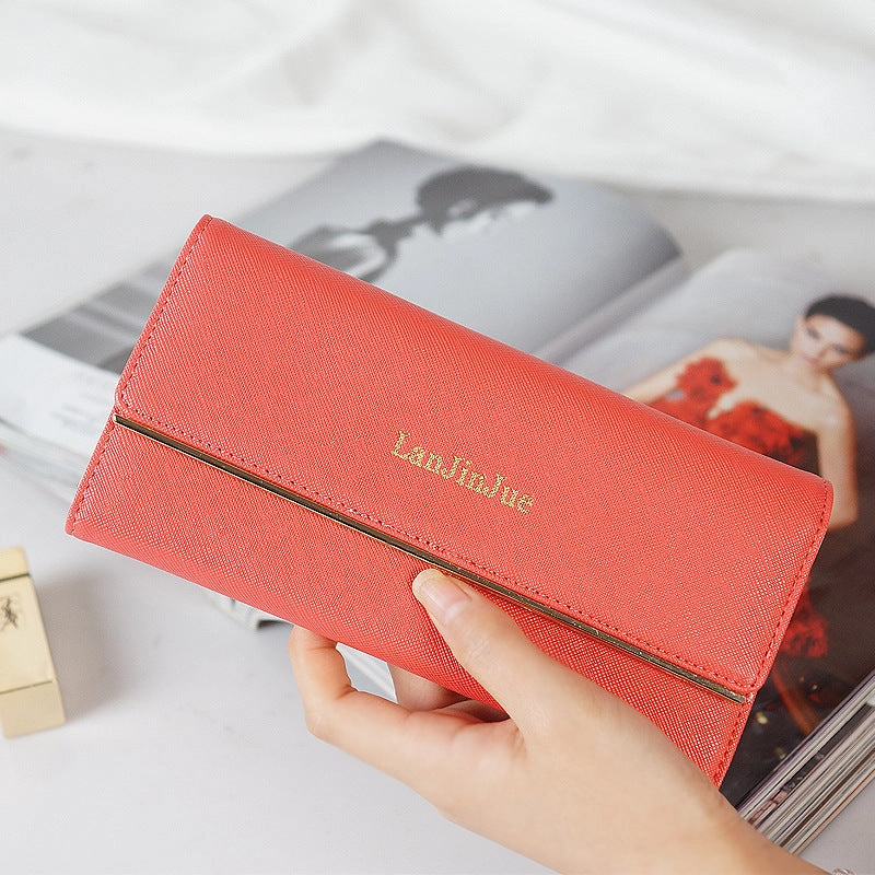 Letter buckle clutch wallet