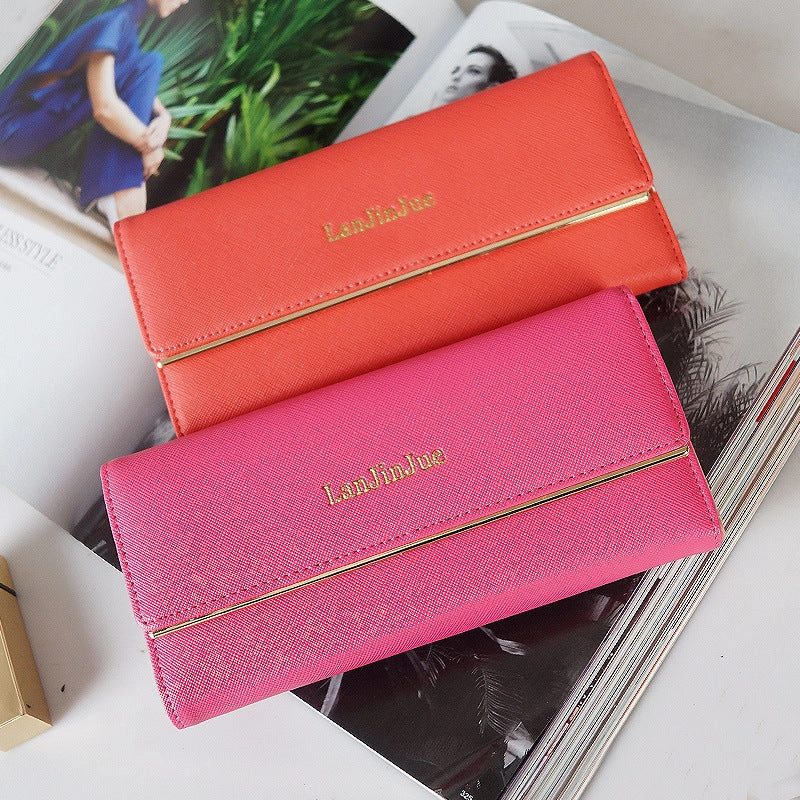 Letter buckle clutch wallet