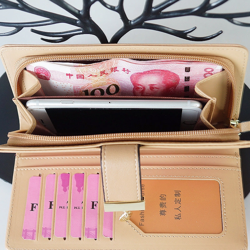 Long multi-card hollow leaf wallet
