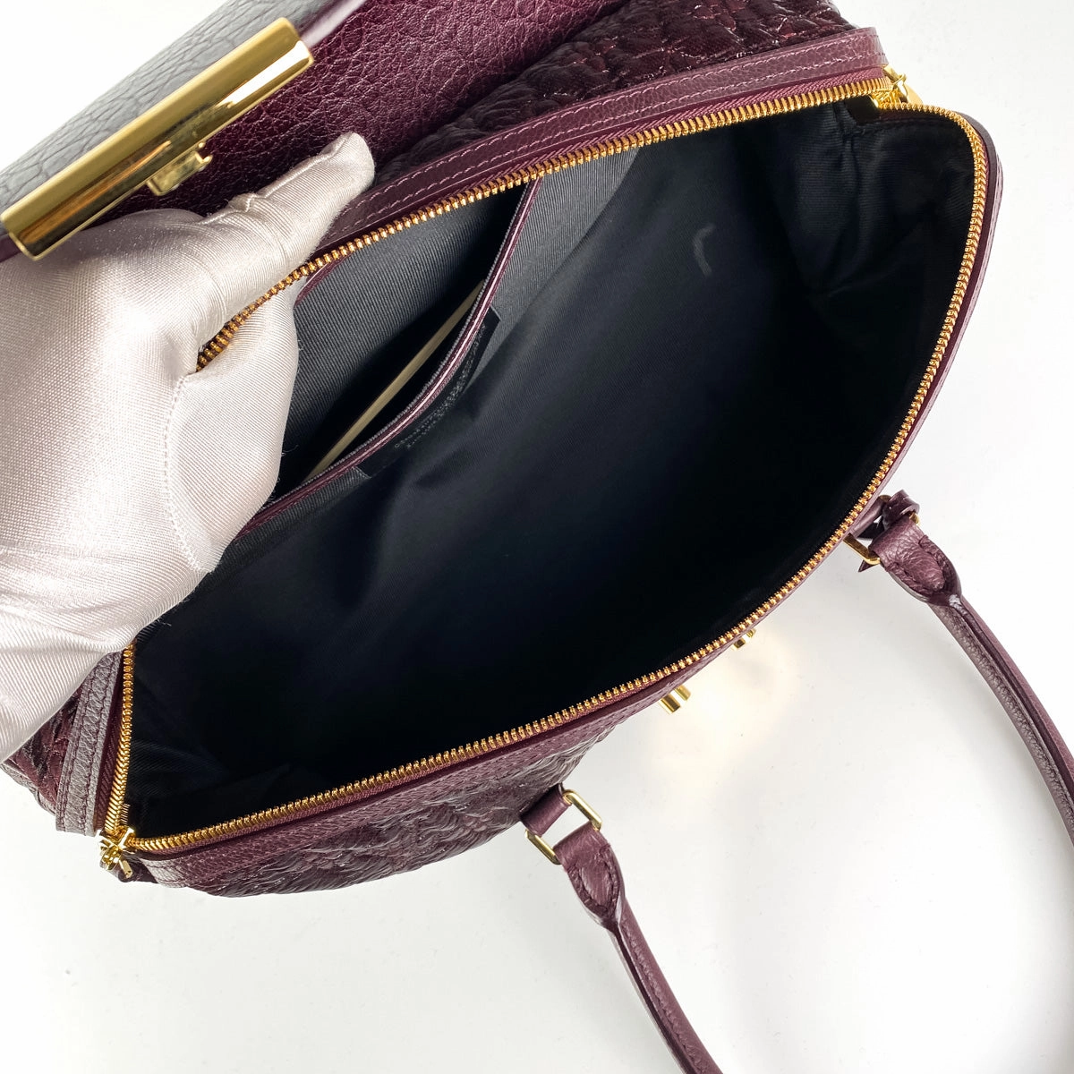 Louis Vuitton Seasonal Tubular Bag Burgundy Croc Embossed