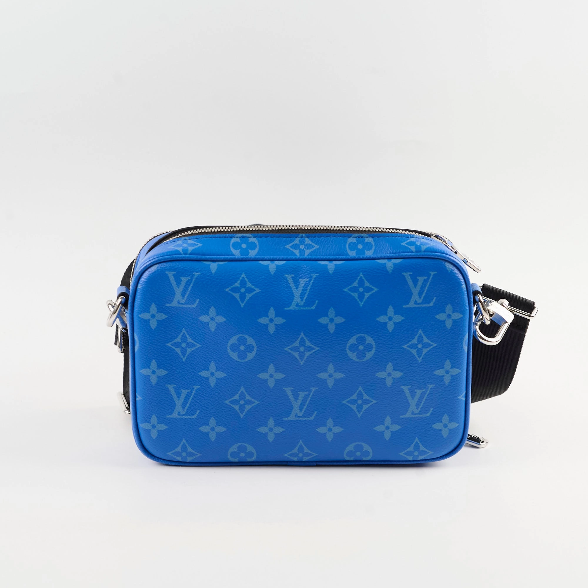 Louis Vuitton Taigarama Leather Messenger Bag Blue