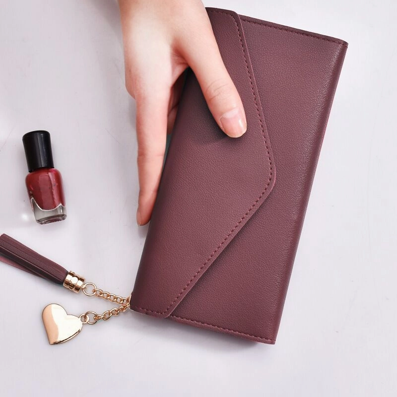 Love pendant tassel buckle wallet