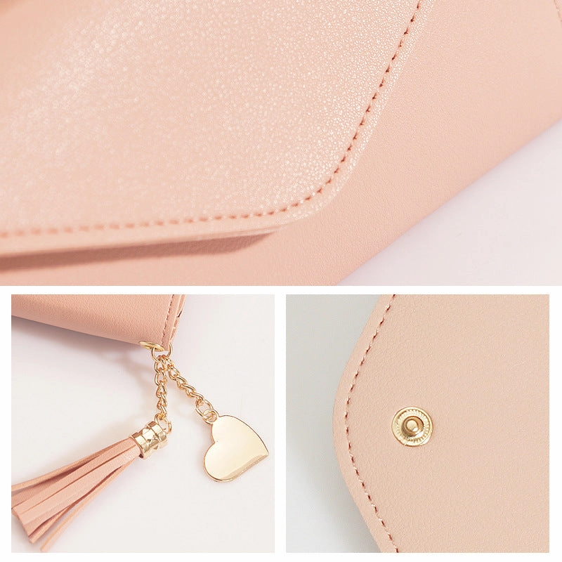 Love pendant tassel buckle wallet