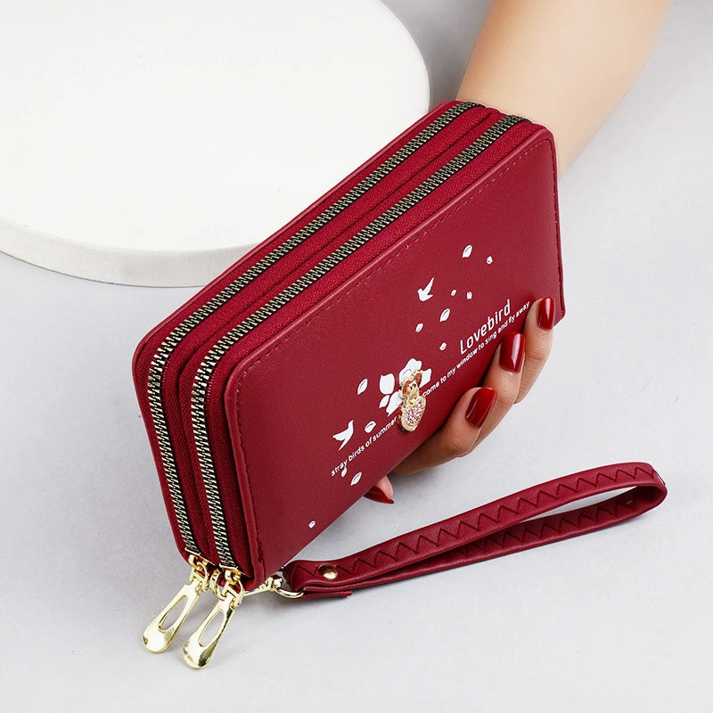 Love Printed Wrist Strap Clutch Bag Wallet