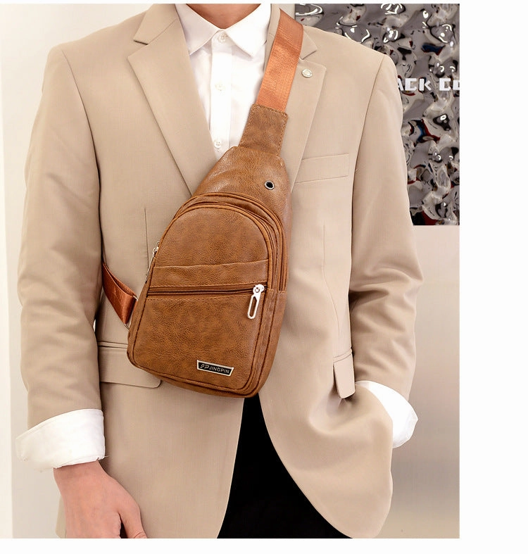 Men's PU Soft Leather Breast Bag