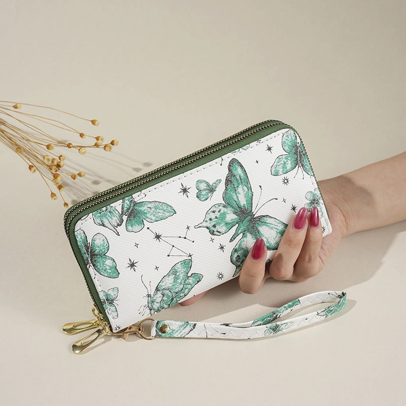 Mobile phone bag double zipper clutch bag
