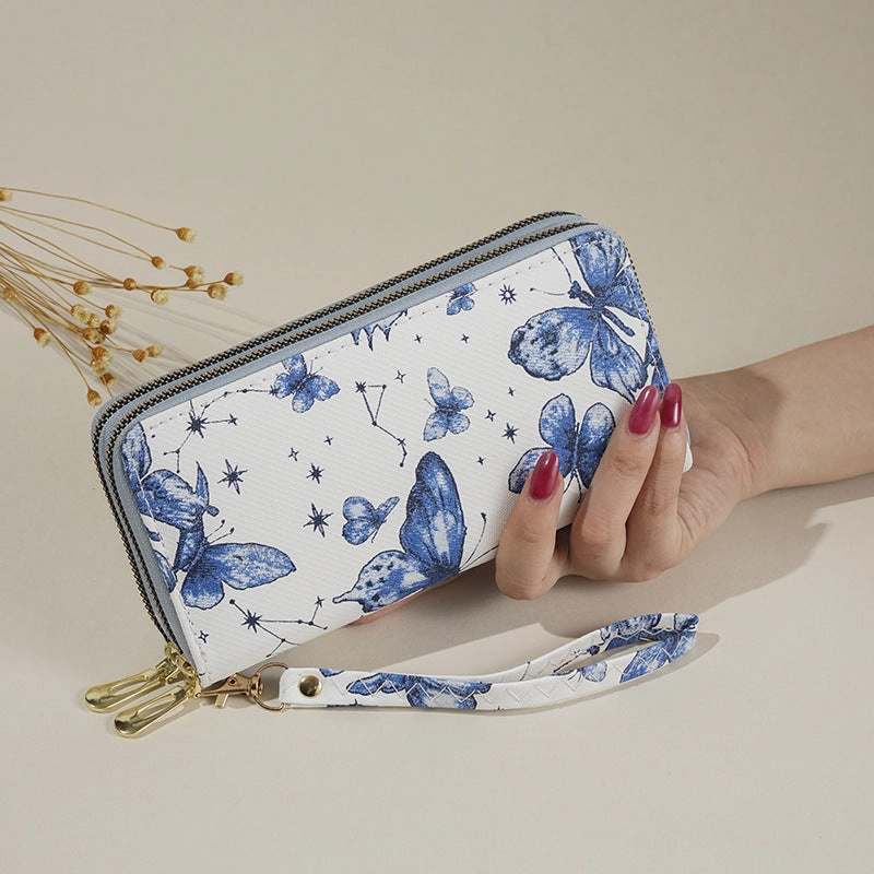 Mobile phone bag double zipper clutch bag