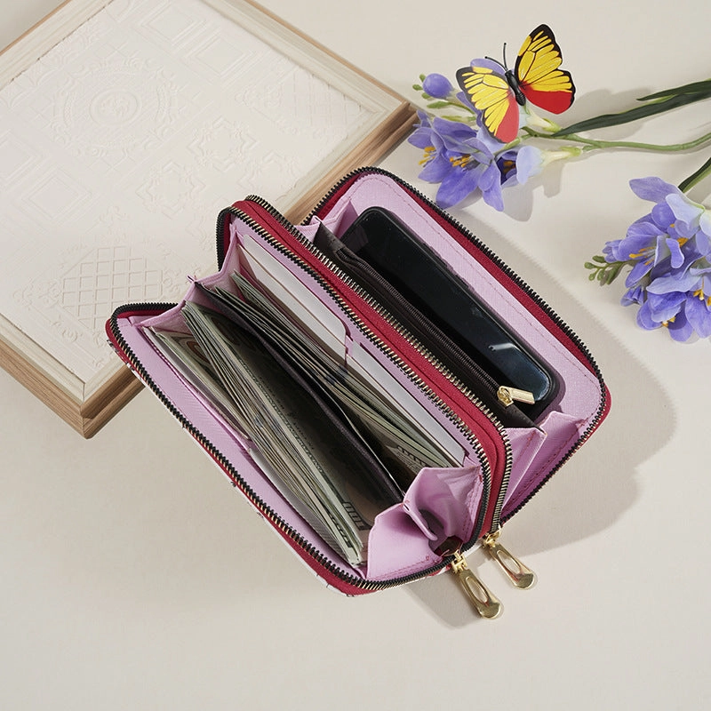 Mobile phone bag double zipper clutch bag