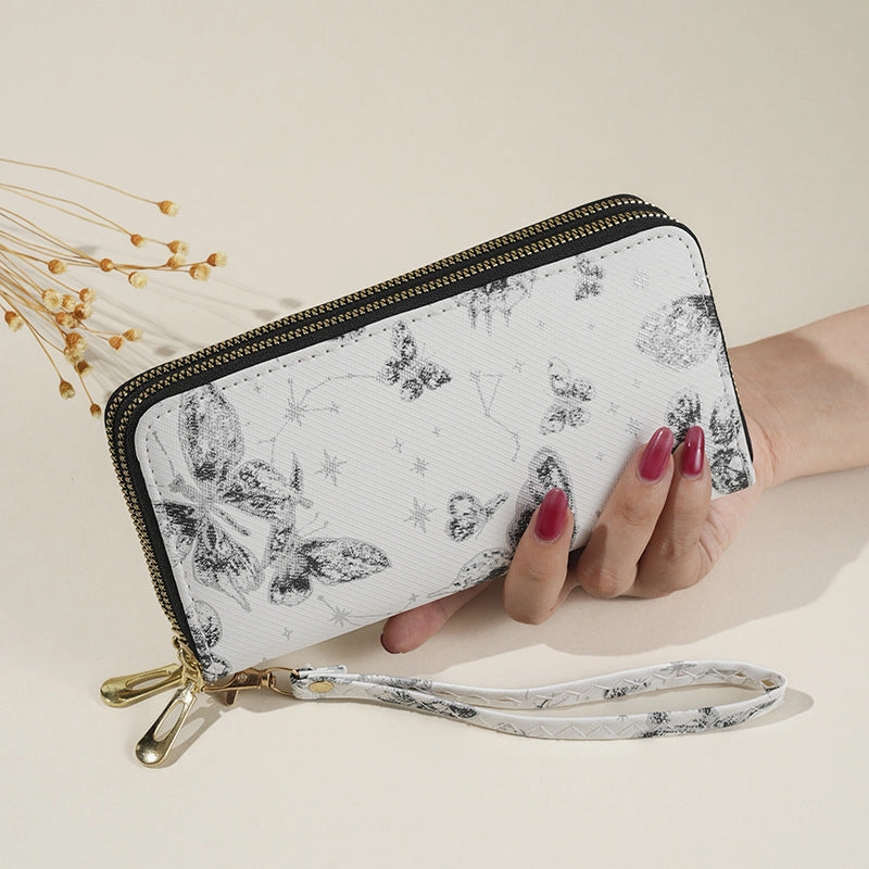 Mobile phone bag double zipper clutch bag