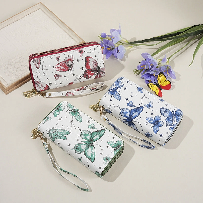 Mobile phone bag double zipper clutch bag