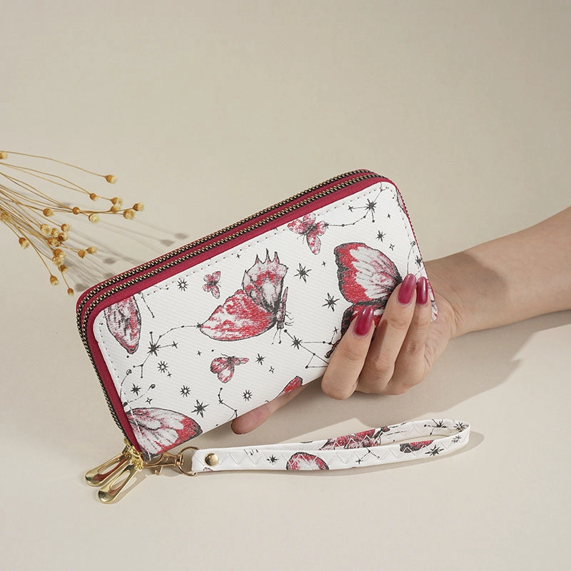 Mobile phone bag double zipper clutch bag