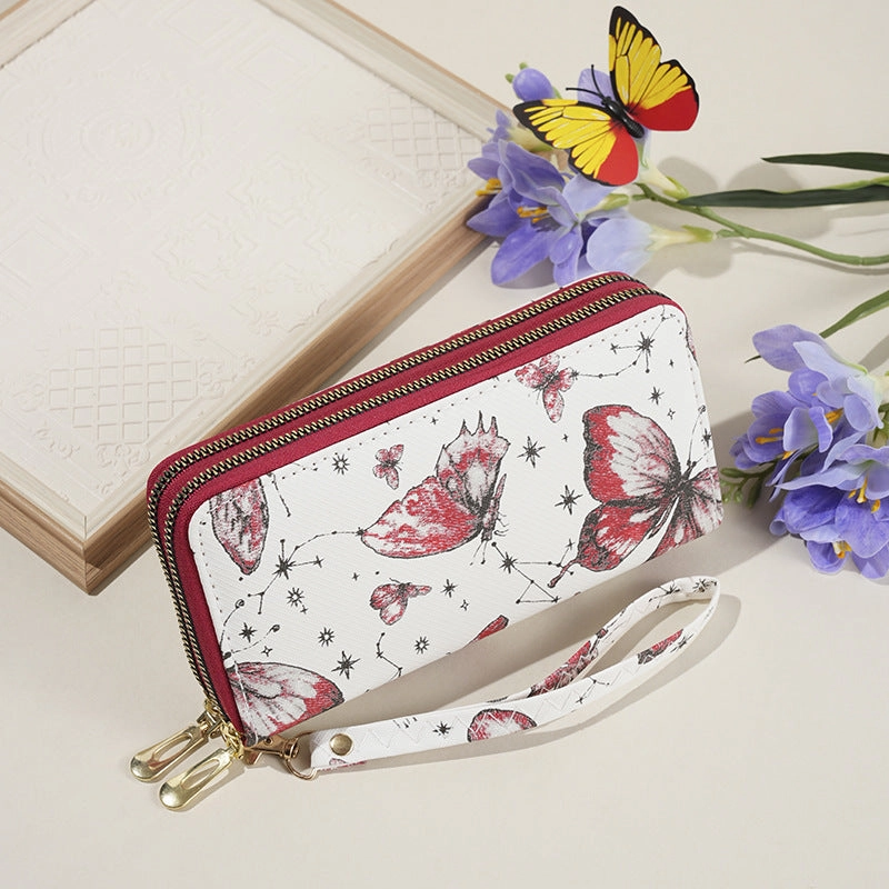 Mobile phone bag double zipper clutch bag