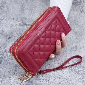 Mobile phone bag double zipper money card bag
