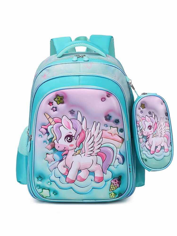 New cartoon 3D leather primary school schoolbag