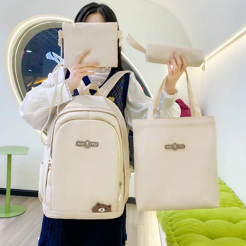 New style backpack four piece set college student schoolbag