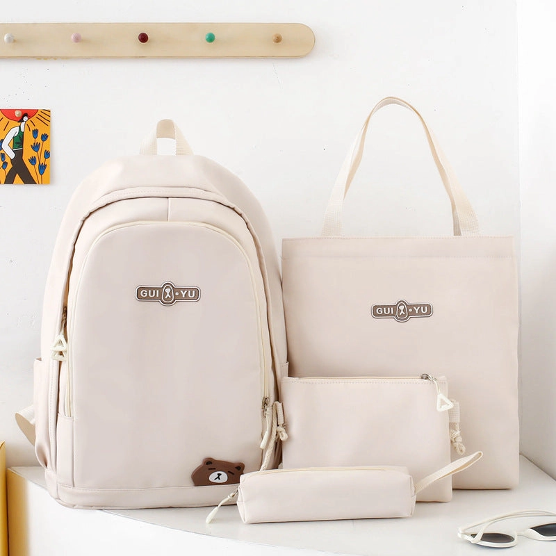 New style backpack four piece set college student schoolbag