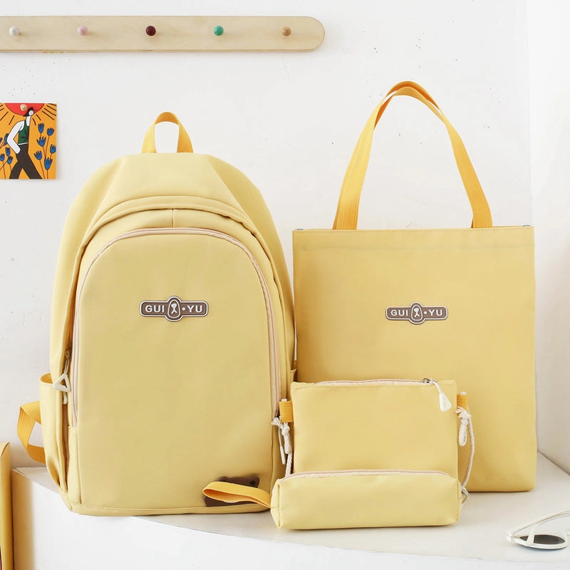 New style backpack four piece set college student schoolbag