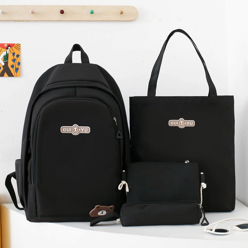 New style backpack four piece set college student schoolbag