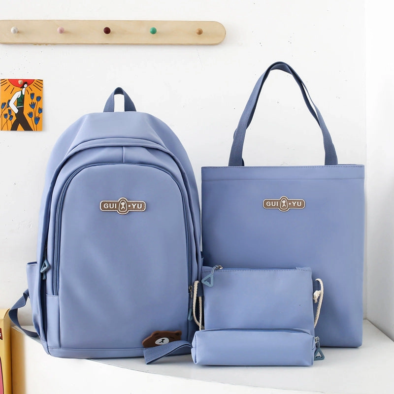 New style backpack four piece set college student schoolbag