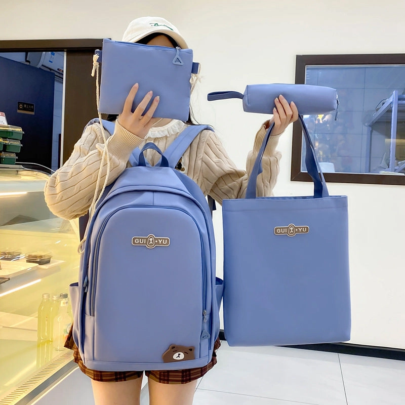 New style backpack four piece set college student schoolbag