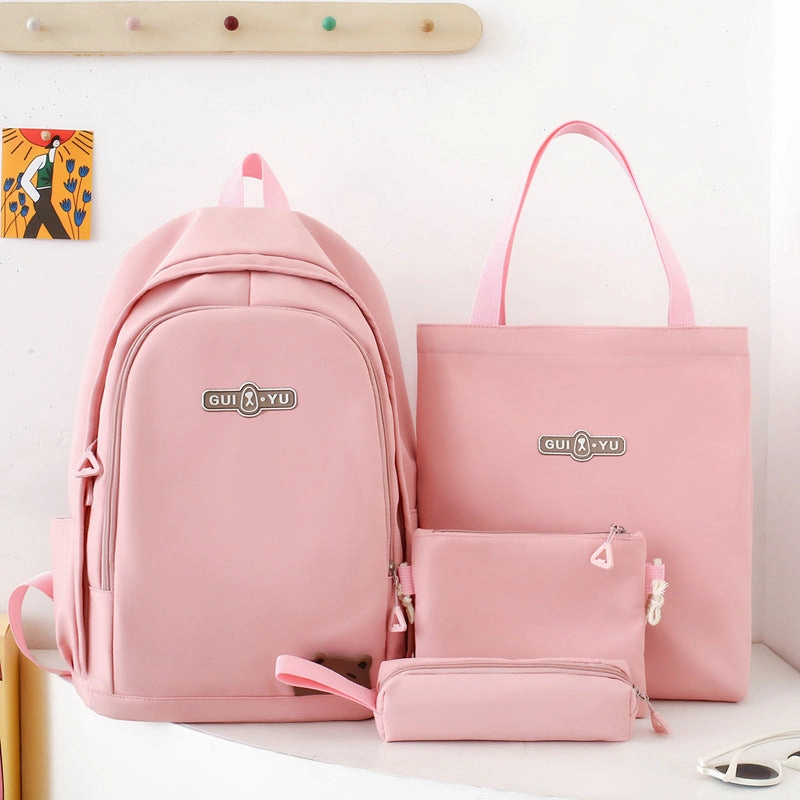 New style backpack four piece set college student schoolbag