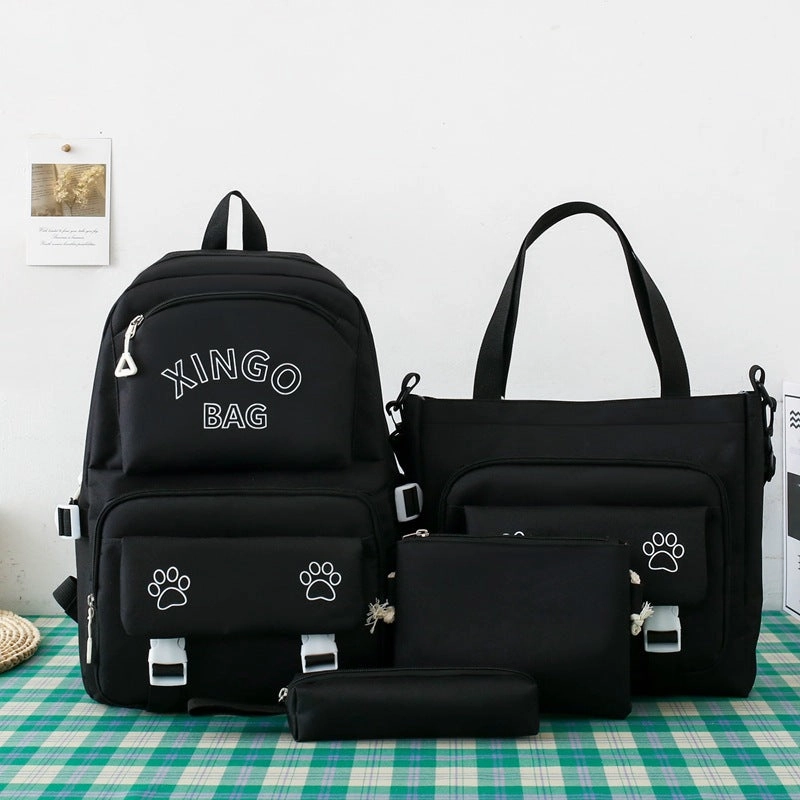 New style four piece set schoolbag for girls