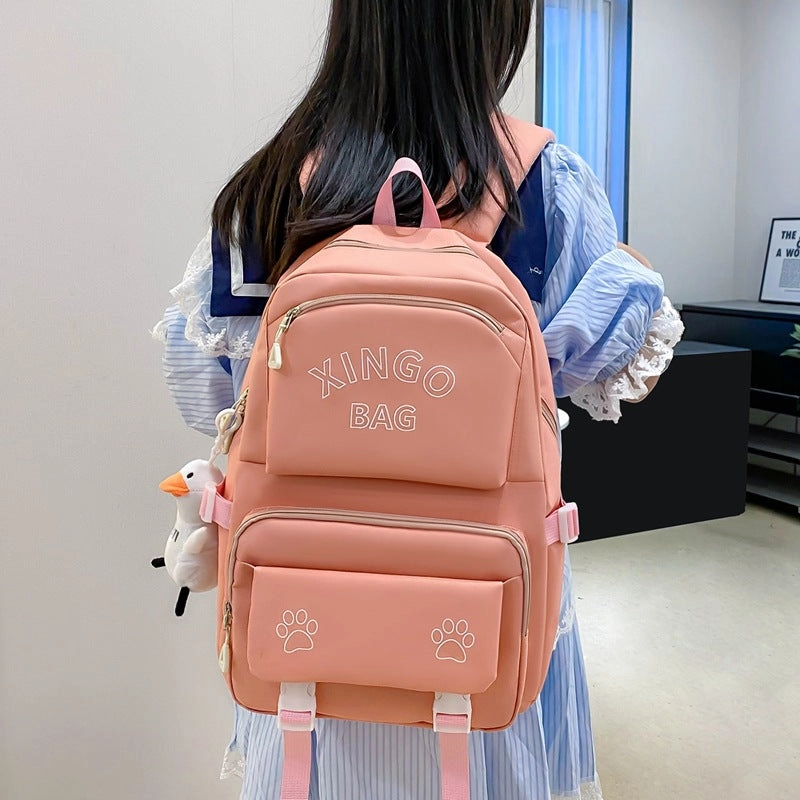 New style four piece set schoolbag for girls