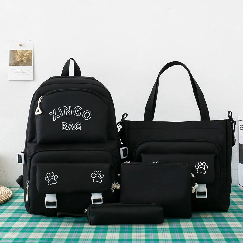 New style four piece set schoolbag for girls