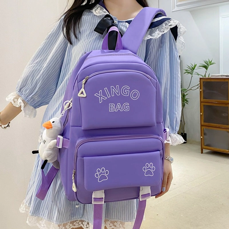 New style four piece set schoolbag for girls