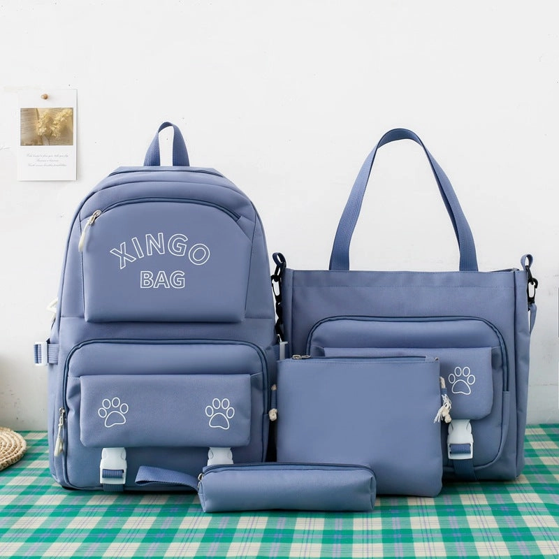 New style four piece set schoolbag for girls