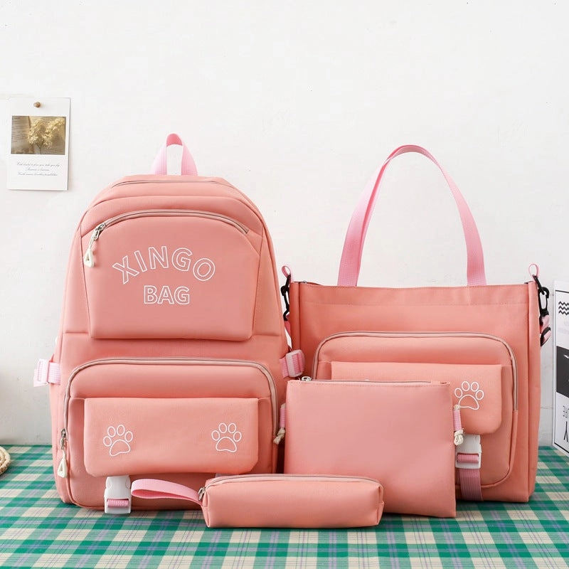 New style four piece set schoolbag for girls