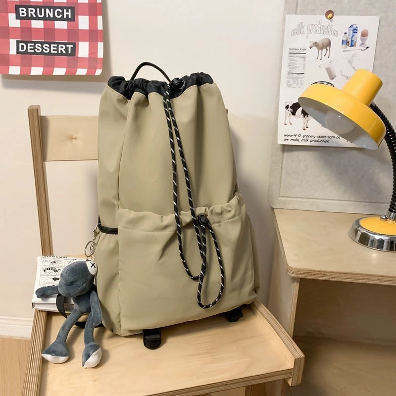 Nylon drawstring bucket backpack