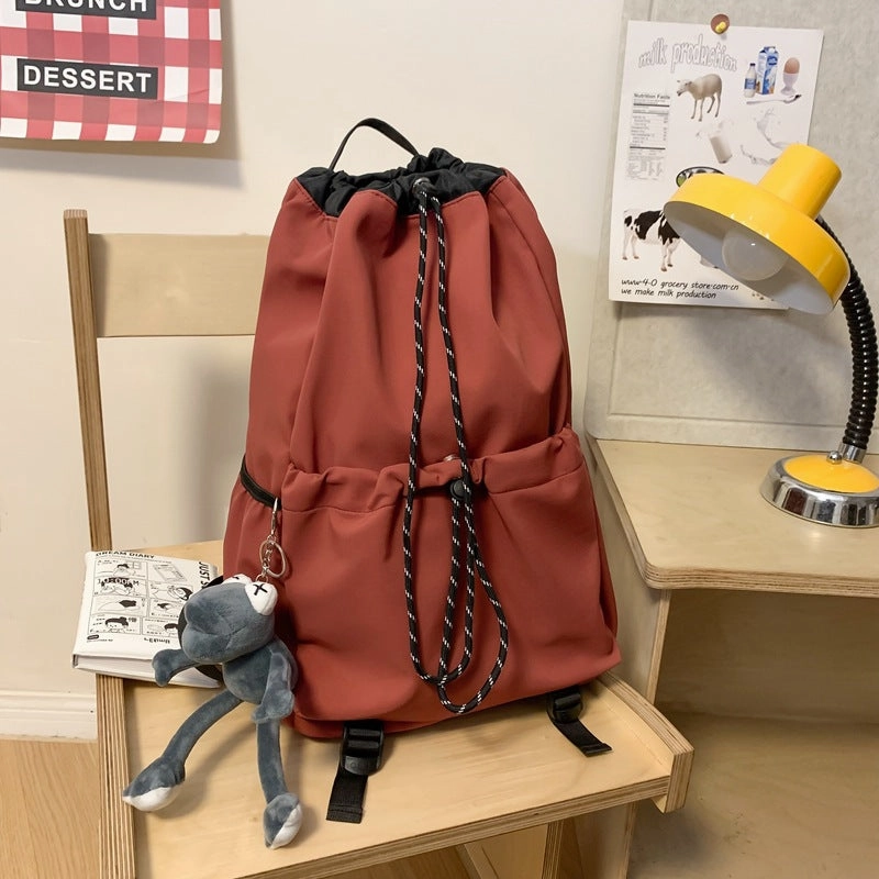 Nylon drawstring bucket backpack