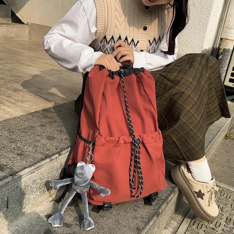 Nylon drawstring bucket backpack