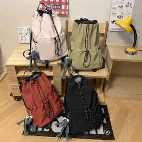 Nylon drawstring bucket backpack