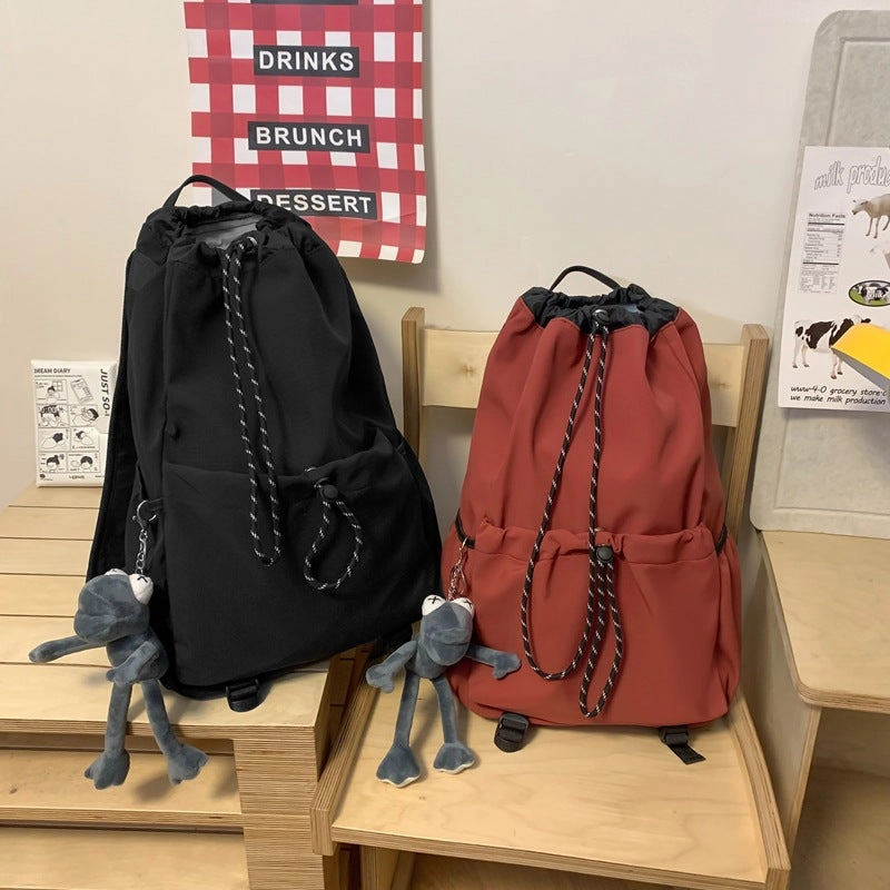 Nylon drawstring bucket backpack
