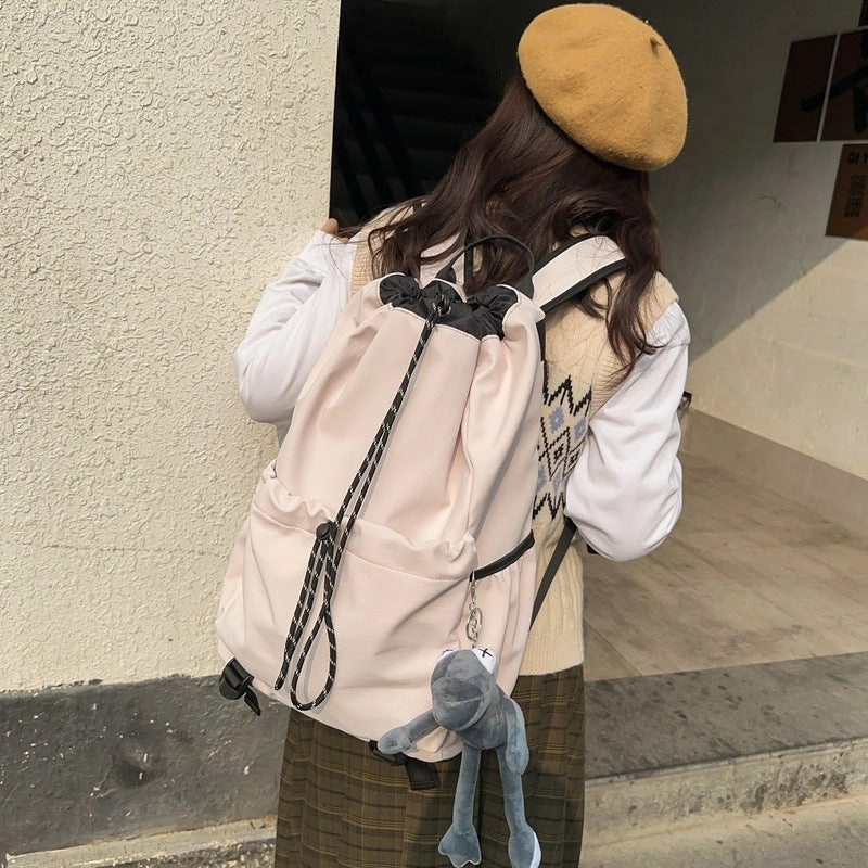 Nylon drawstring bucket backpack