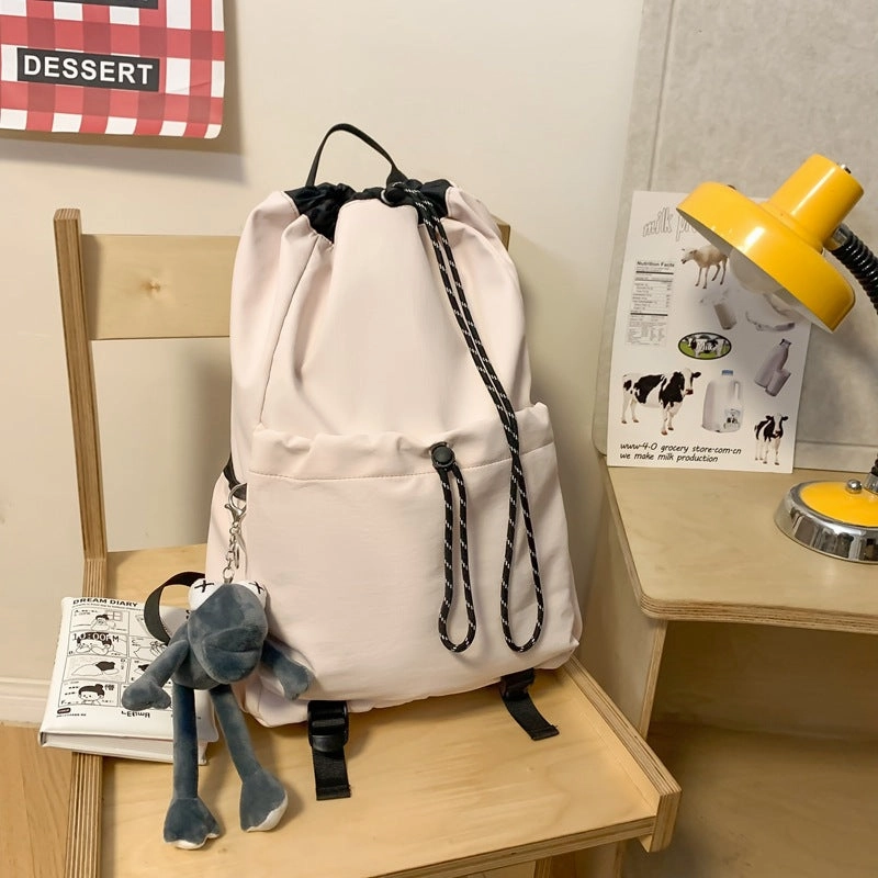 Nylon drawstring bucket backpack