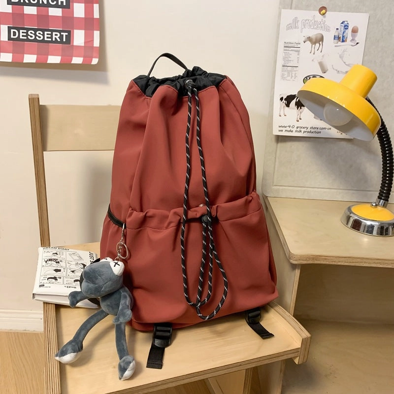 Nylon drawstring bucket backpack