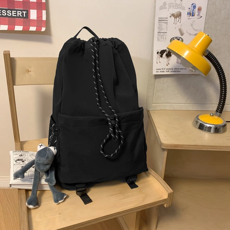Nylon drawstring bucket backpack