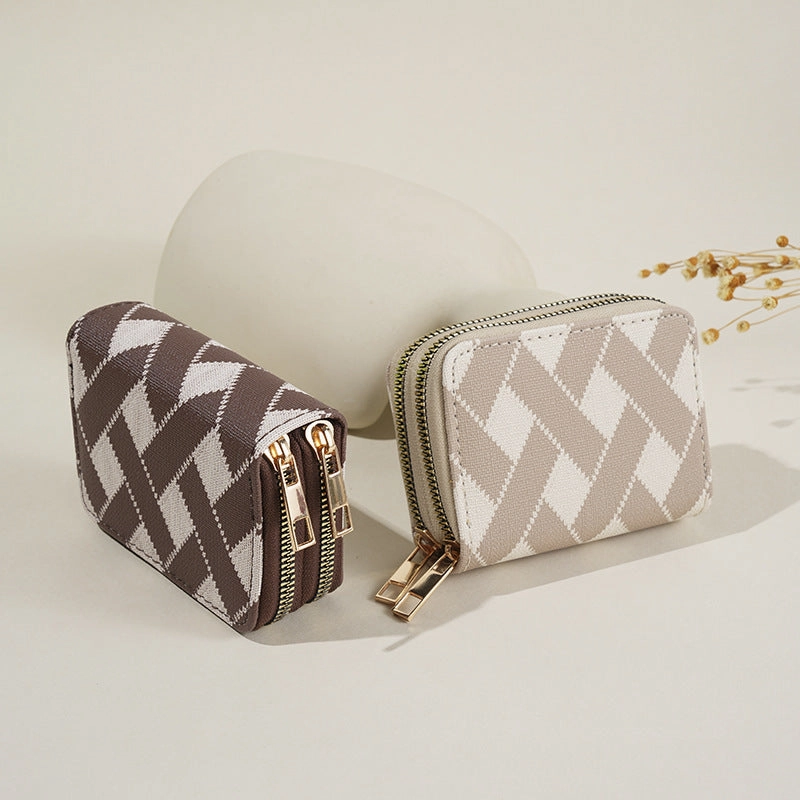 Portable double zipper multi-card wallet