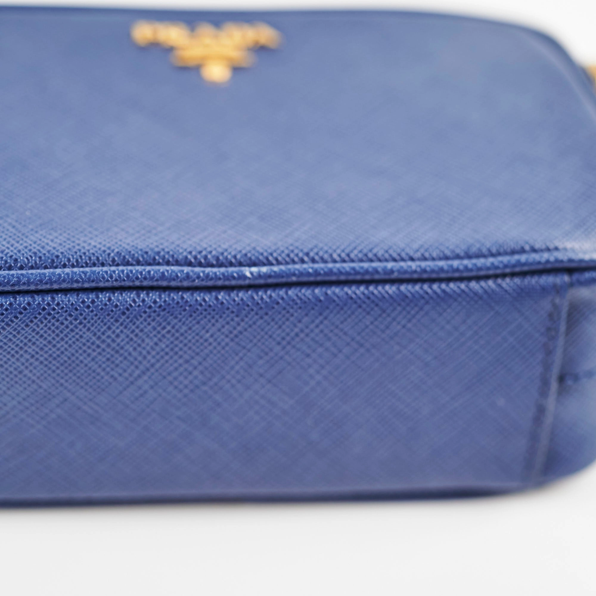 Prada Blue Mini Saffiano Leather Crossbody