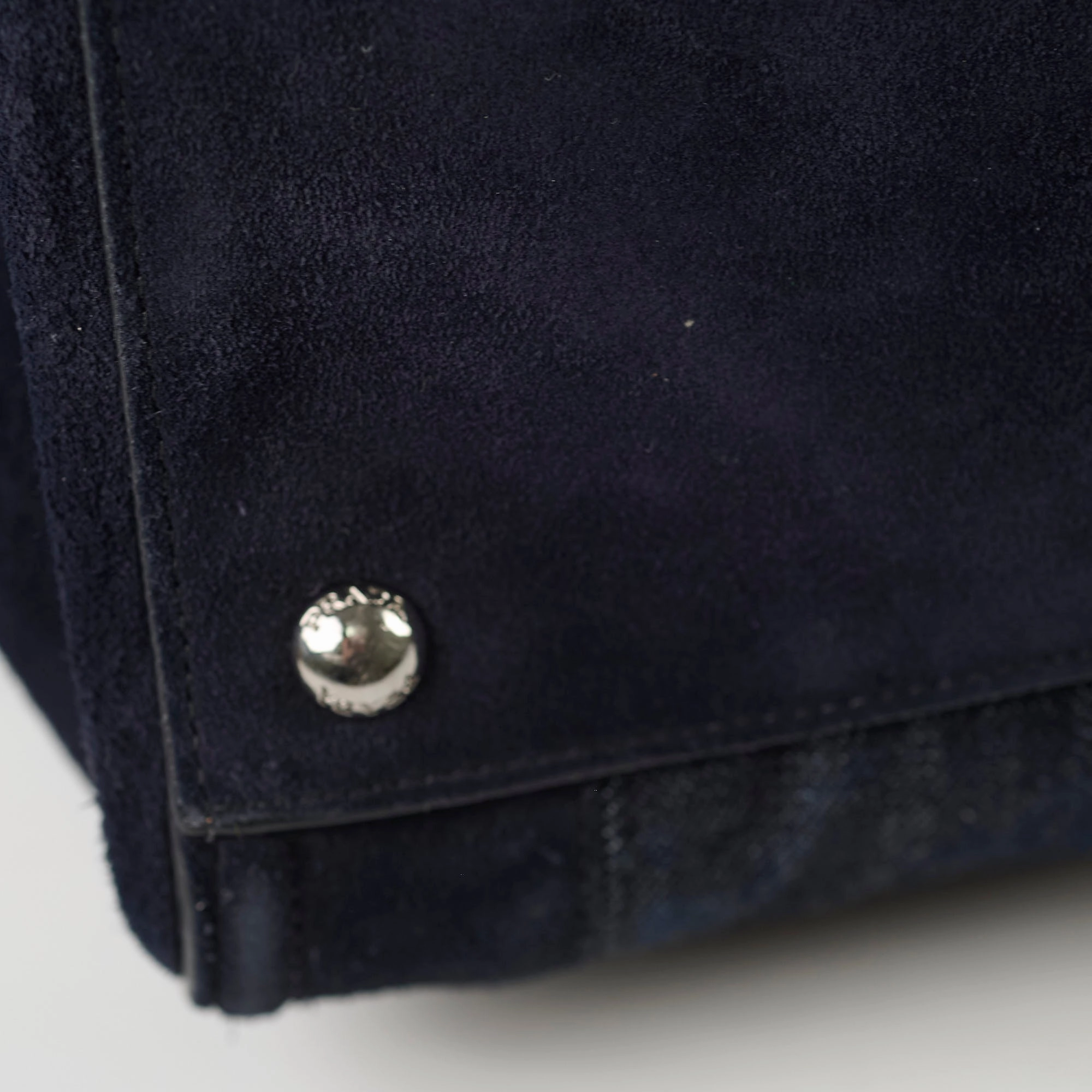Prada Denim Double Zip Tote Navy