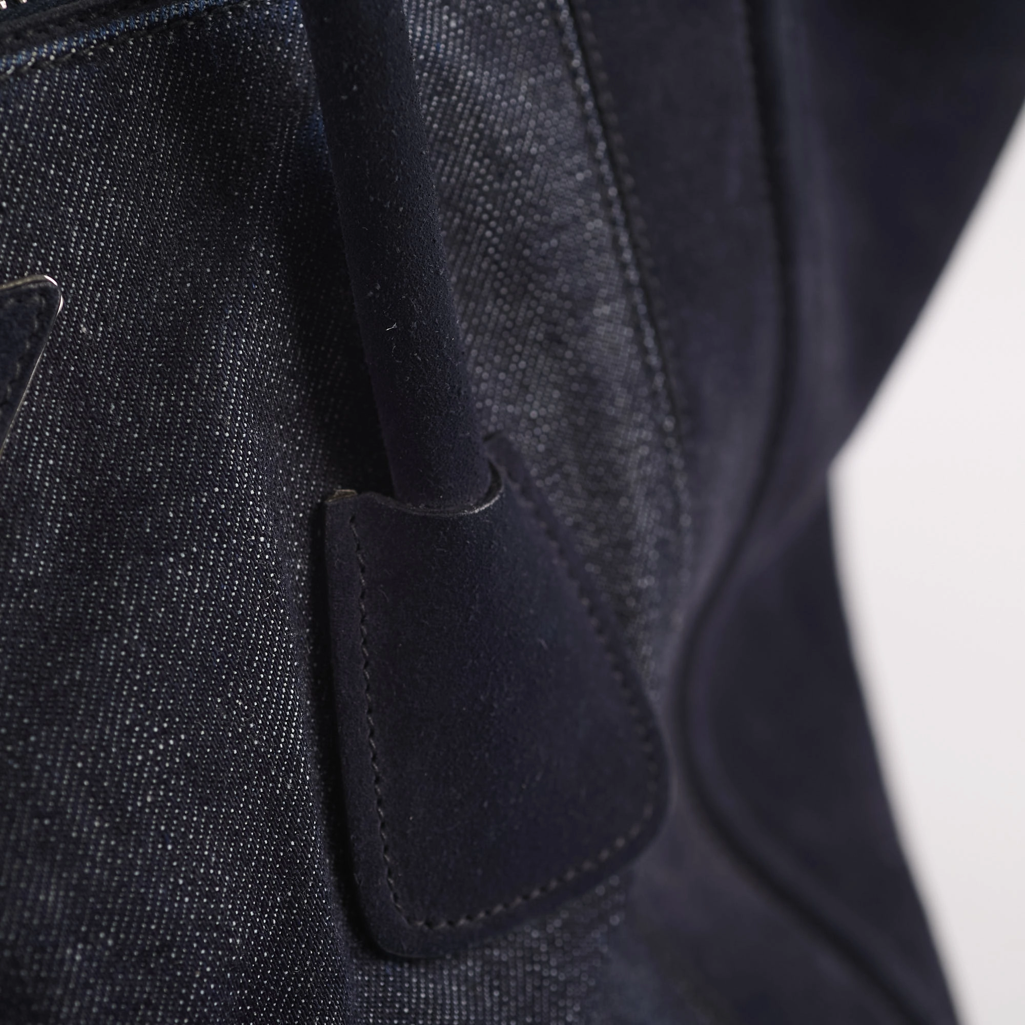 Prada Denim Double Zip Tote Navy