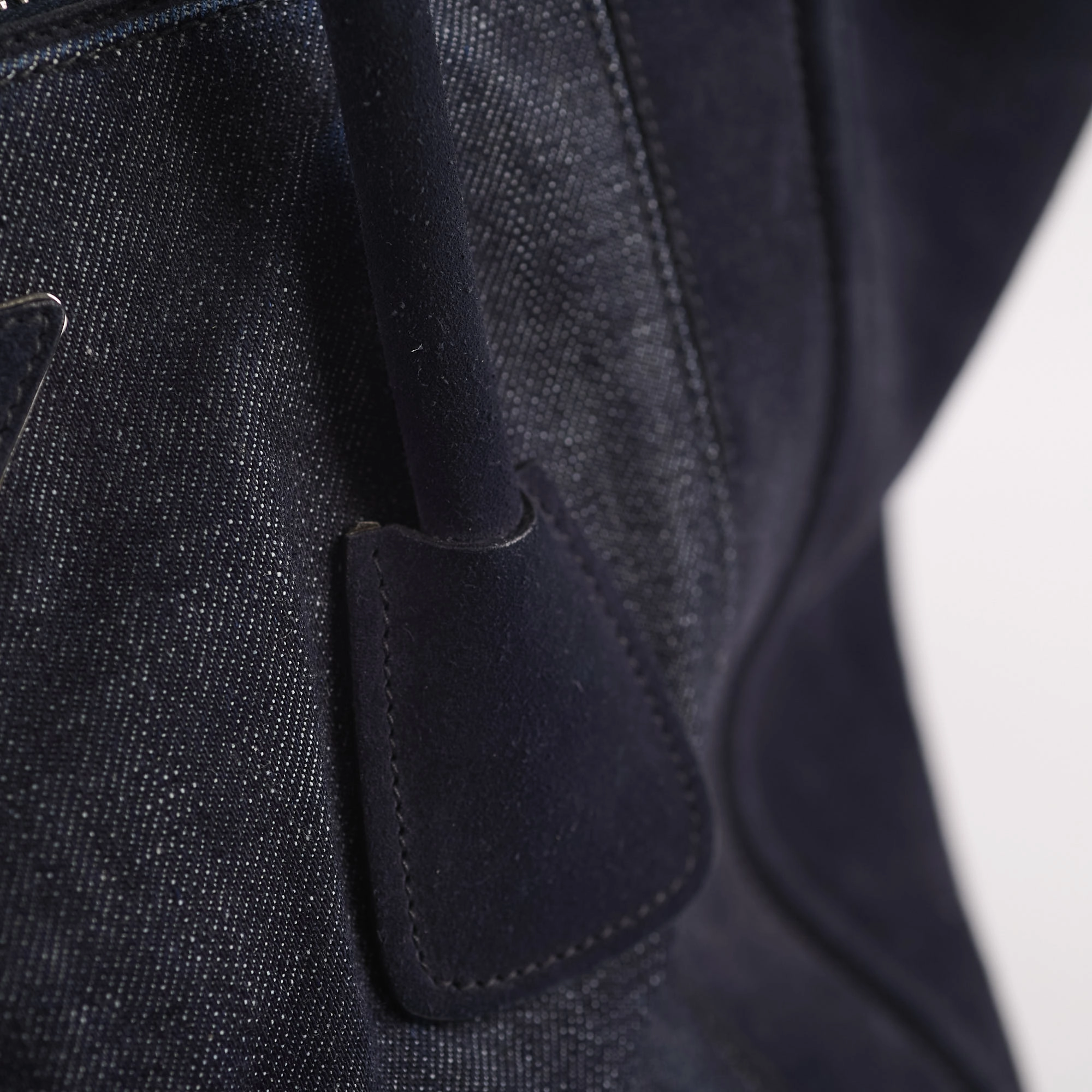 Prada Denim Double Zip Tote Navy