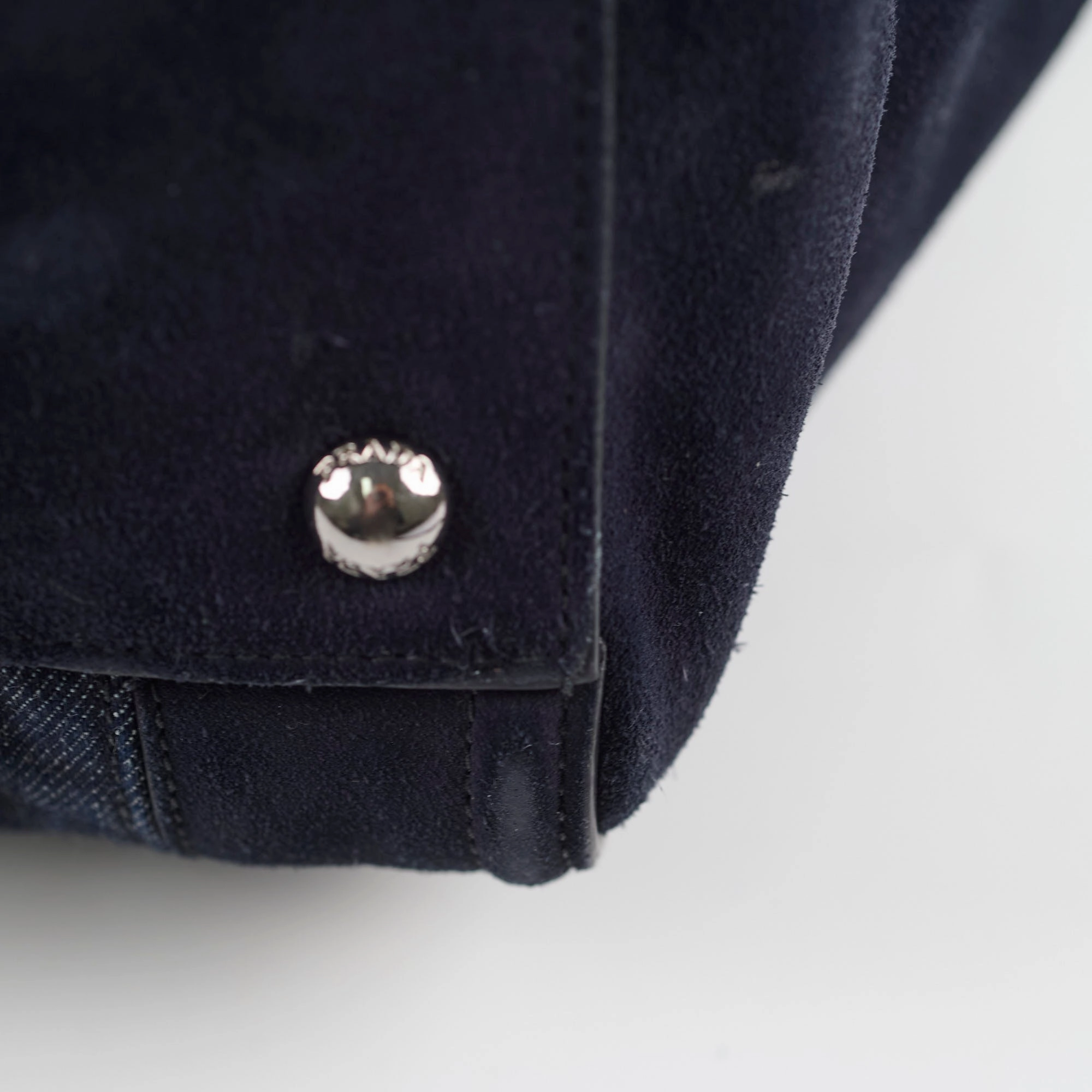 Prada Denim Double Zip Tote Navy
