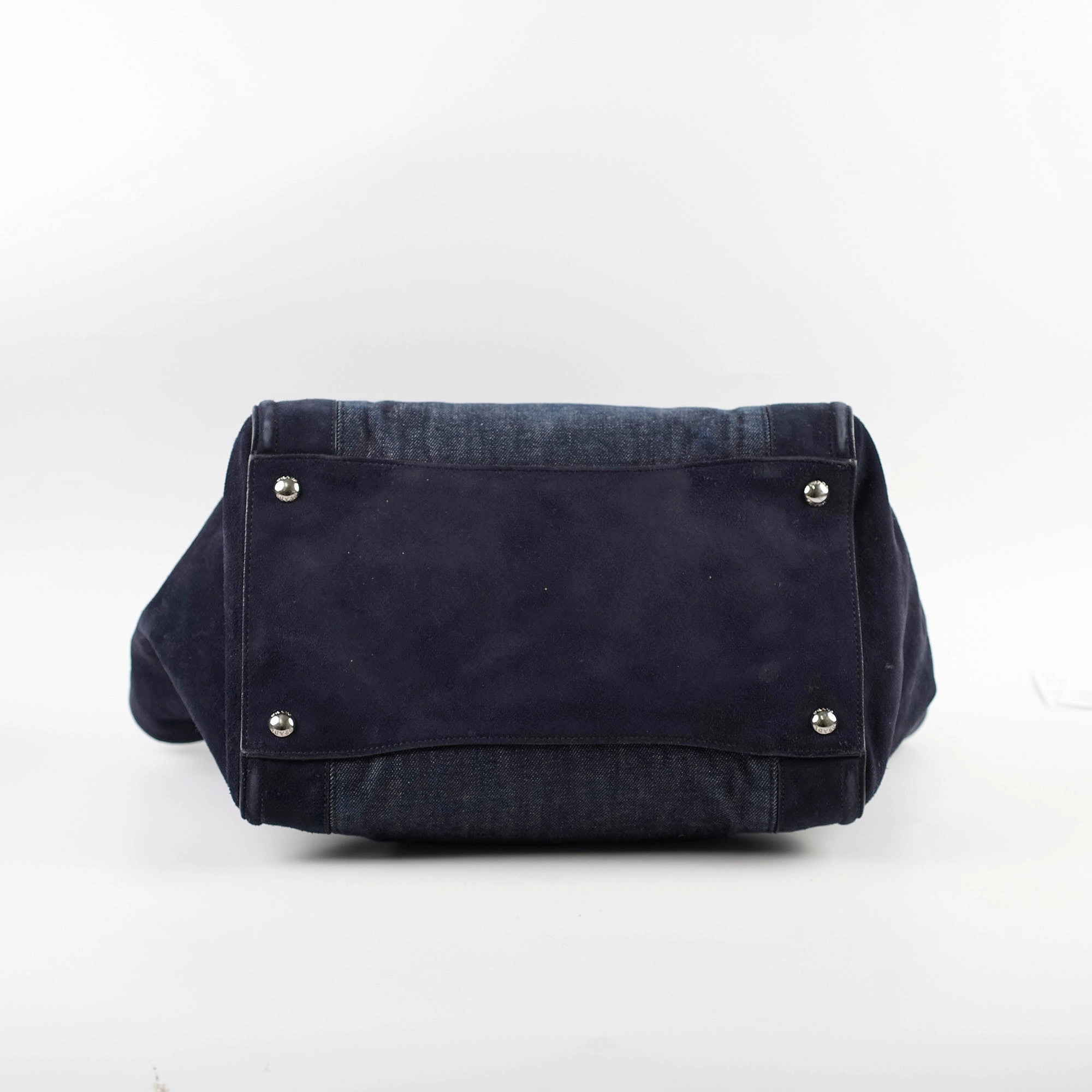 Prada Denim Double Zip Tote Navy