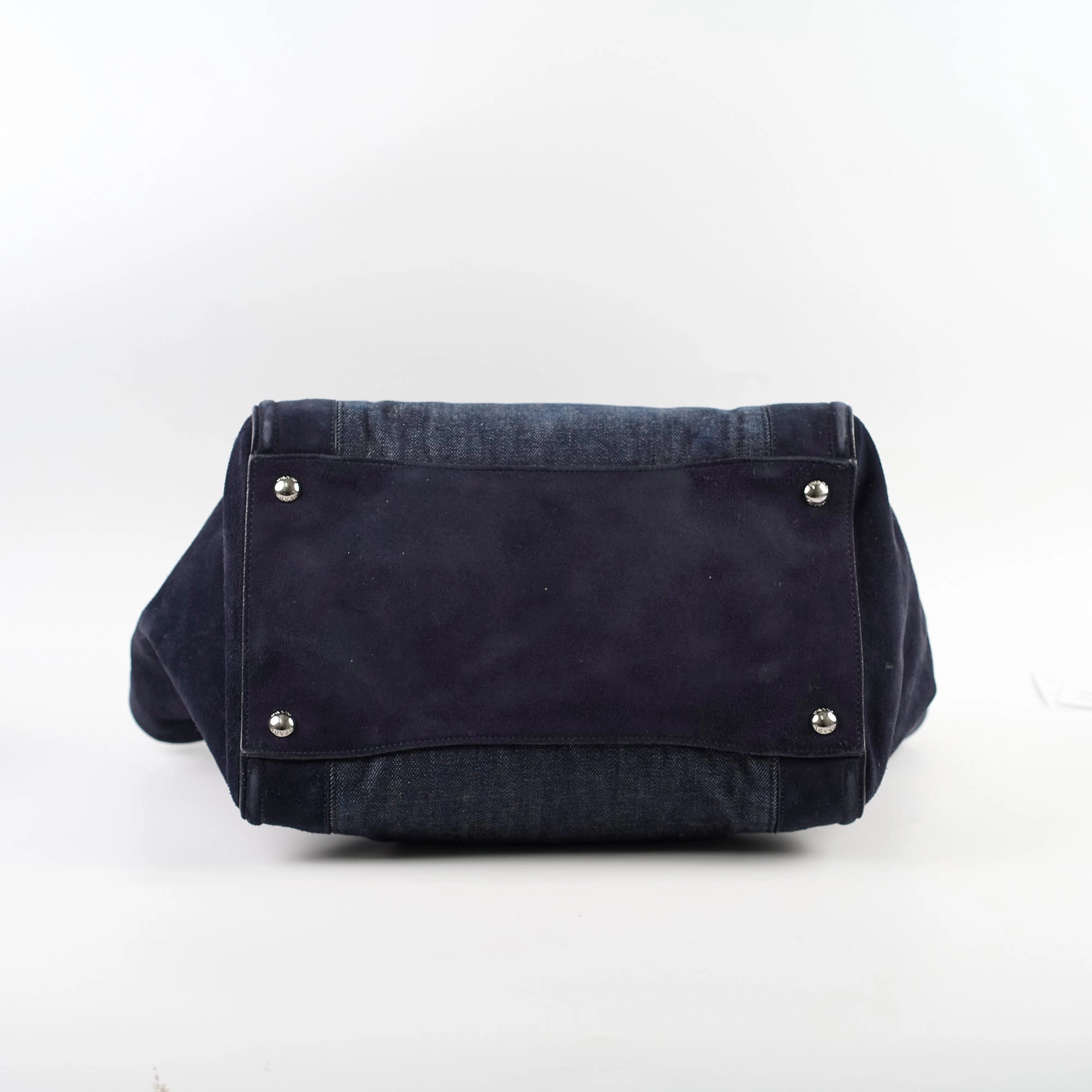 Prada Denim Double Zip Tote Navy